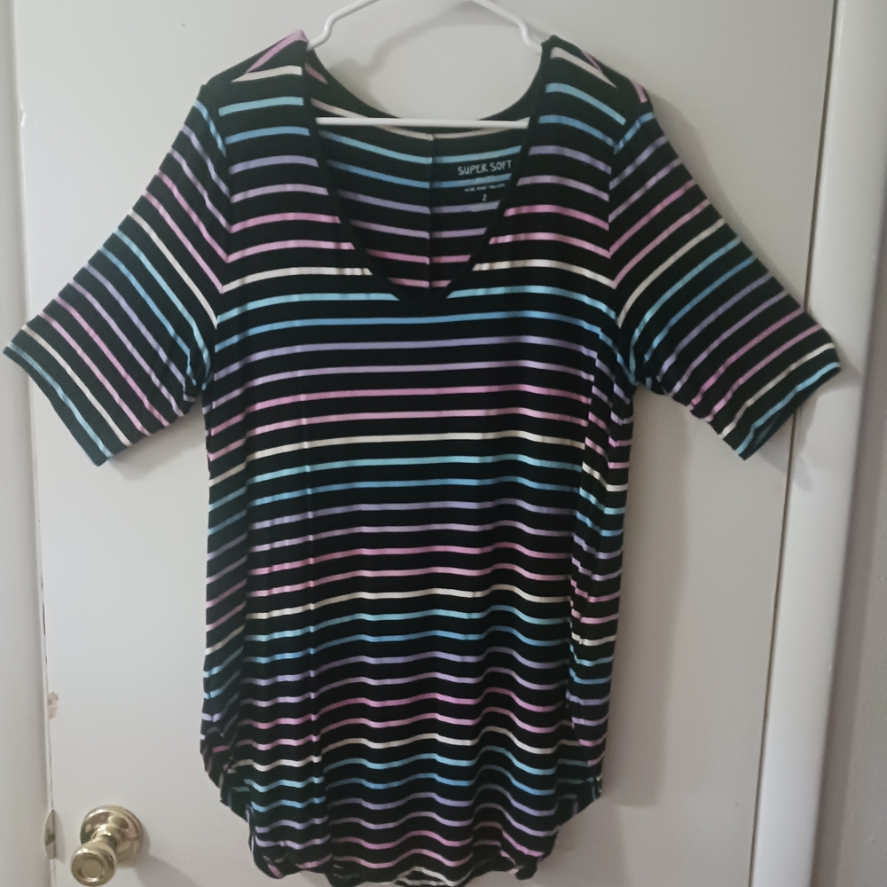 Torrid Multicolor Striped Short Sleeve Tee